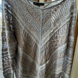 White House Black Market Metallic Gray Sweater